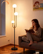 Lightdot 66IN Globe Floor Lamp 3-Lights Vintage Floor Lamps with 3000K Warm White Bulbs Included for Wedding Party Modern Tall Standing Lamp for Living Room/Bedroom-Gold & Black