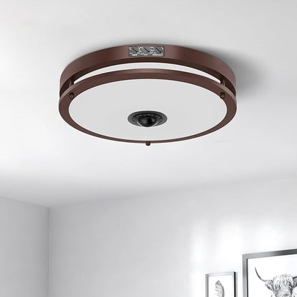 24W LED Motion Sensor Outdoor Ceiling Light, 12IN 2700K/3000K/3500K/4000K/5000K Brown Adjustable Ceiling Lights, Dusk to Dawn Flush Mount LED Ceiling Light Fixture for Porch, Garage