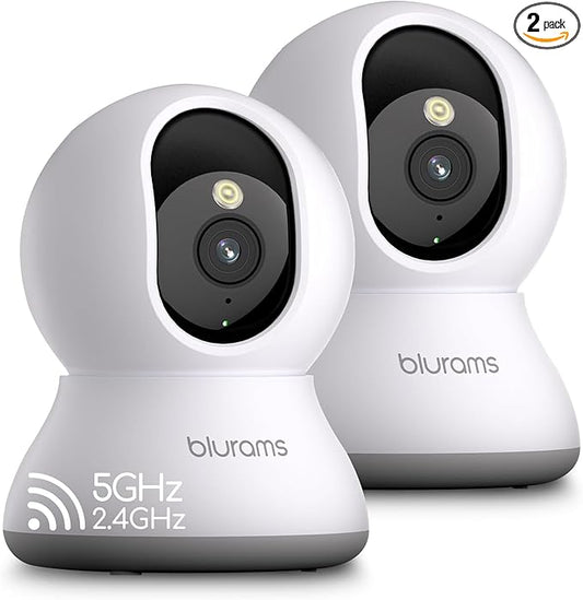 blurams 5G Cameras for Home Security, 2K Pet Camera with Phone App, 360° PTZ Indoor Camera w/Dual-Band WiFi6, Free Human/Motion/Sound Detection, 2-Way Talk, Night Vision, Compatible with Alexa, 2Pack
