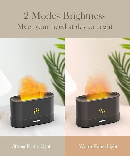 Flame Air Diffuser Humidifier,Upgraded Scent Diffuser for Essential Oils,Ultrasonic Aromatherapy,Fire Mist Humidi with 2 Brightness,Auto-Off Function for Room Home Office(Black)