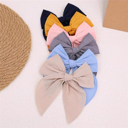 12 PCS Large Fable Bow Hair Clip for Little Girl Kids Linen Velvet Hair Bows Barrettes Alligator Clips Baby Mom Women Hair Accessories (Linen 6 and Velvet 6)