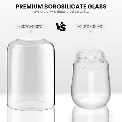 Glass Plant Terrarium with LED Grow Light & Adjustable Ventilation, 8.2" Desktop Terrarium for Venus Fly Trap, Moss & Succulents, Borosilicate Indoor Planter for Home Office Decor