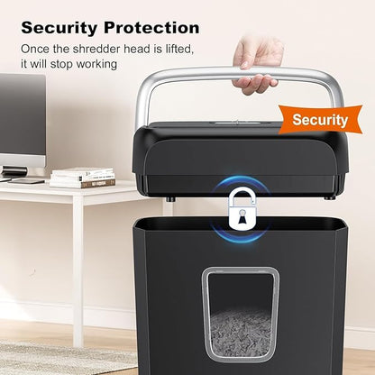 Bonsaii Paper Shredder for Home Use, 3.4 Gal Wastebasket, 6 Sheet Crosscut Paper Credit Cards, Staples, and Clips Shredder for Home Office Use, Portable Handle Design (C237-B New Version)
