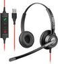 Callez Wired USB Headset with ENC Dual Noise Cancelling Mics, On-Ear Computer Headset for PC Laptop, Professional Work Headphones for Home Office Teams Skype Zoom Call Center, MS Teams Call Control