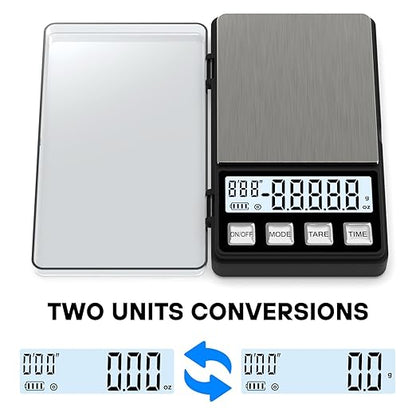 Weightman Espresso Scale with Timer 1000g x 0.1g Small & Thin Travel Coffee Scale, Mini Digital Scale Grams and Ounces with Large Backlit LCD Stainless Steel Pocket Food Scale Drip Tray Pulling Scale
