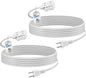 BN-LINK 9ft 3 Outlet Indoor Extension Cord 16/2 SPT-2, 2 Pack White, 2 Prong Polarized Plug, Household Power Cord for Home, Office, and Holiday Decorations