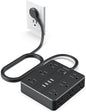 Power Strip Flat Plug with 12 Outlets 6 USB(2 USB C),SMNICE Surge Protector Charging Station with Overload Protection,5ft Extension Cord Widely Spaced Multiple Outlets for Home Office Dorm,Black