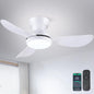 36 Inch Ceiling Fans with Lights, Small Flush Mount Ceiling Fan, Remote/APP Control, 3 Reversible Curved Blades, 6 Speeds, 3 CCT Dimmable Lights for Bedroom, White