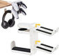 3-in-1 Under Desk Headphone Hanger with Adjustable Clamp Mount, 2 Controller Slots & 1 Headset Universal Holder Stand, Rotatable Hook Rack & Cable Organizer, for Home Gaming Xbox ps5 - White