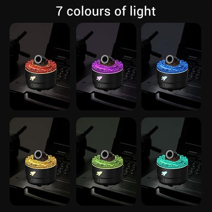 Essential Oil Diffuser Humidifier 200ml Quiet Volcano Cool Mist Humidifier Aromatherapy Diffuser with 7 Colors Light for Bedroom Office (Black)