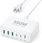USB C Fast Charger, 150W 6 Port Desktop PD GaN Fast Charger Charging Station Block 65W USB C Laptop Power Adapter for MacBook Pro/Air iPad iPhone 17 16 15 14 13 Pro Max Galaxy S24 Note 20 Pixel