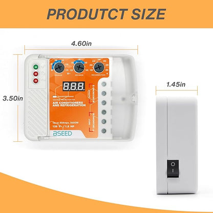 BSEED Surge Protector, Voltage Regulator, Wiring Heavy Duty Power Surge Protector Outlet for Refrigerator, TV, Computer and Home Appliance, Adjustable, LED Display Screen, 120V, 30A, 3600Watts, 2 Pack