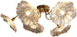 Mid Century Modern Flush Mount Ceiling Light Fixture 6 Lights Gold Brass Ceiling Lights with Clear Glass Flower Shade Sputnik Chandelier Dining Room Large Close to Lighting Fixtures