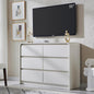 Modern 6 Drawers Dresser for Bedroom, 47" Wide Wood Dressers & Chests of Drawers with Curved Profile Design, Mid Century Modern Dresser for Closet for Bedroom, Living Room, Antique White