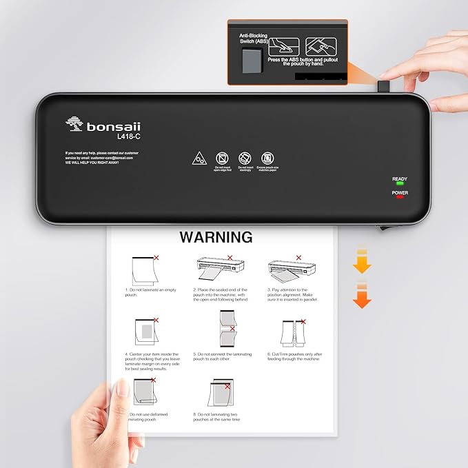 Bonsaii Laminator, 9 Inch 4 in-1 Thermal Laminator Machine Never Jam Technology with 40 Laminting Sheets, Paper Cutter, Corner Rounder for Home Office School Business