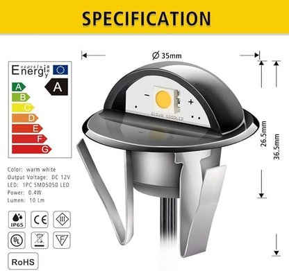 Recessed LED Deck Lighting Kits DC12V Low Voltage F1.38 Waterproof IP 65，In Ground Lights for Steps,Stair,Patio,Floor,Pool Deck,Kitchen,Outdoor Landscape Lighting (1pcs,Blue)