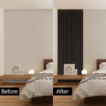 Wood Panels for Wall, Wood Slat Wall Panel - 2 Pack, Black Wood Slats for Wall, Natural Smoked Wood Veneer Accent Wall Panels, Acoustic Slat Wood Wall Panels - 12.6" W x 94.5" L