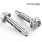 #10 x 1-1/4 Inch Self Drilling Screws, 96pcs 1 lbs Self Tapping Screws for Metal, 410 Stainless Steel Hex Washer Head Sheet Metal Screw