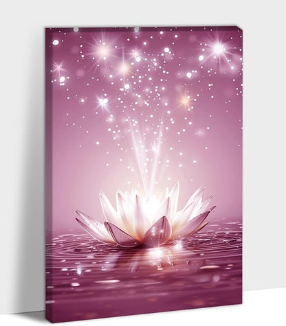 Zen Lotus Floral Pictures Wall Art, Water Lily Bloom Picture, Lotus Flower Canvas Art Print, Calm Relax Poster, Spiritual Zen Flower Print for Zen Office Decor Meditation Poster18x24 inch