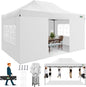 COBIZI 10x15 Pop up Canopy Gazebo 3.0, Easy up Heavy Duty Canopy with 4 Removable Sidewalls, High Stability, All Weather Sunshade 100% Waterproof Outdoor Canopy Tents, White