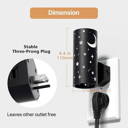LED Night Lights Plug into Wall, 2-Pack 3000K Bright Plug in Nightlight, Dusk-to-Dawn Sensor, Dimmable 0-100LM, Auto-On/Off, Home Decor for Kids Room, Bathroom, Hallway, Bedroom, Black Stars