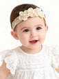 Handmade Baby Girl Headbands in Beige and Pink Lace Flowers for Newborns and Toddlers Cute Baby Girl Flowers and Newborn Headbands (Beige Pearl Flowers, One Size)