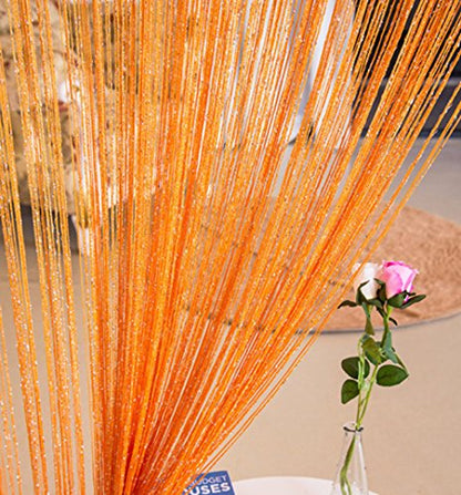 1x2 M Door String Curtain Rare Flat Thread Fringe Panel Room Divider Cute Strip Tassel for Wedding Coffee House Restaurant Parts - color: Orange