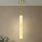 LMQNINE Natural Alabaster Pendant Lights White Marble 24" Long Tube Adjustable Boom Chandelier Modern 3000K Gold Ceiling Light for Kitchen Island Bedroom Dining Room Living Room Hallway(M-1Pack)