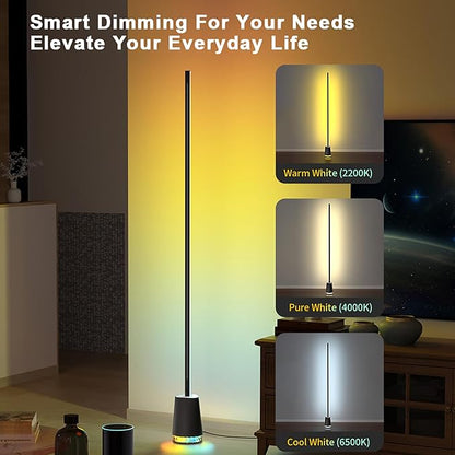 65in Smart Floor Lamp Plus with 36wBluetooth Speaker RGB+ICWW 16 Million Colors LED & Music Sync Alexa & Google Voice Control Corner Light for Living Room Bedroom 1600 Lumens Standing lamp