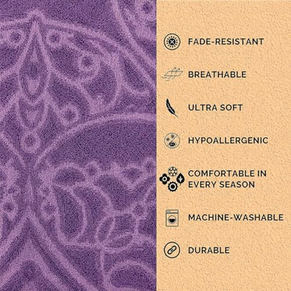 100% Cotton Throw Blanket for Couch Sofa or Bed All Season Terry Blankets & Throws, Lightweight & Breathable Cotton Blanket, Picnic Rug, Terry Bed Sheet (Byzantium) - color: Byzantium