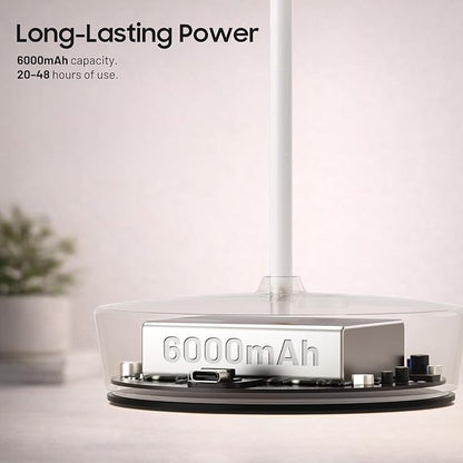 Cordless LED Table Lamp，Rechargeable Battery Desk Lamps, 3 Color Stepless Dimmable Metal Battery Table Lamps, Portable Waterproof Table Light for Restaurants/Bedroom/Bar (White)