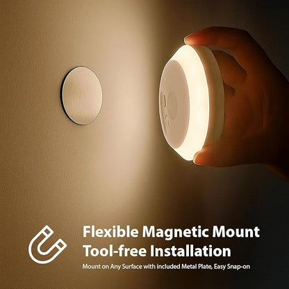 Linkable Smart Night Light with Motion Sensor, Wireless Rechargeable Battery Magnetic LED Wall Lamp 2-Pack for Indoor Connecting Bathroom, Closet, Stairs, Bedroom, Hallway