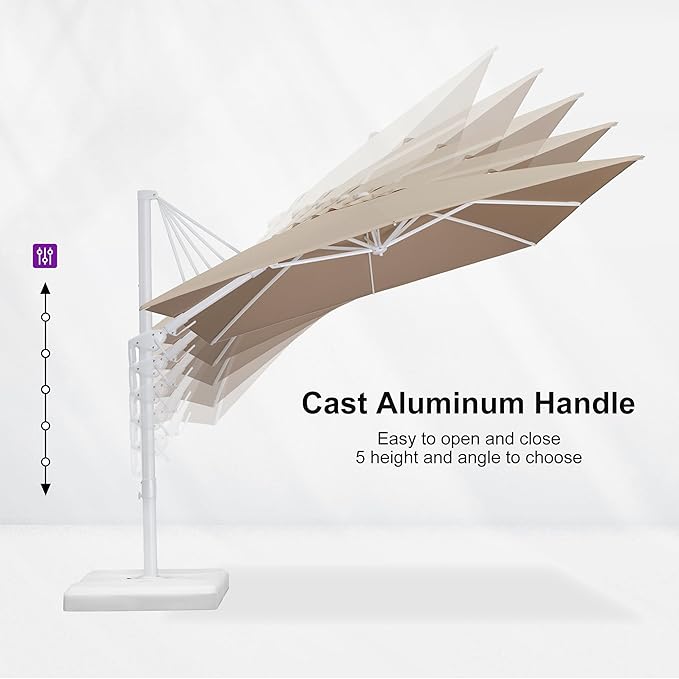PURPLE LEAF 9' X 12' Right-left Tilt Patio Umbrella Swivel White Cantilever Umbrella with Tilt Aluminum Outdoor Umbrella with 360° Rotation for Deck Pool Garden, Beige