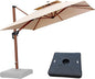 PURPLE LEAF Patio Umbrella with Base Outdoor Square Umbrella Large Cantilever Umbrella Windproof Offset Umbrella Heavy Duty Sun Umbrella for Garden Deck Pool Patio, 9ft Beige