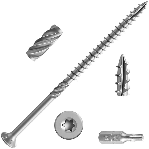 #10 * 4" 304 Stainless Steel Deck Screws, (287pcs) 5 lbs.Exterior Wood Screws, Rust Resistant Epoxy Coated, Bronze, T20 Star Bit