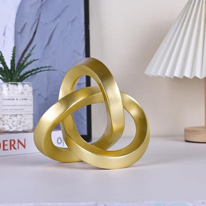 DOVDOV Gold Knot Decorative Sculpture, Gold Room Decor Aesthetics, Mobius Ring Statue for Shelves Living Room tv Cabinet Office Cabinet Above Coffee Table Decor Accents.