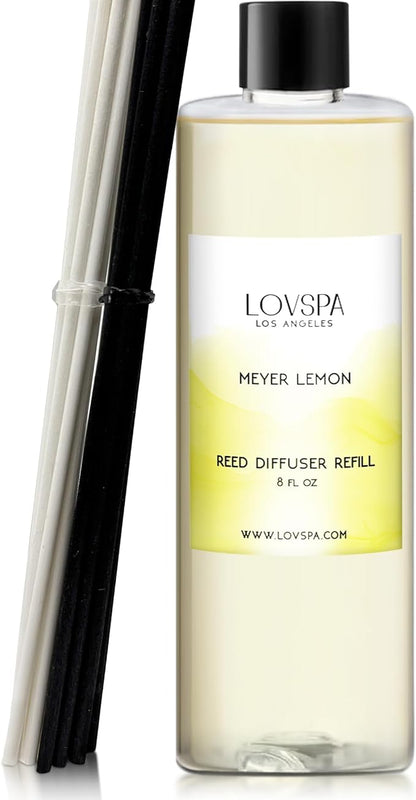 LOVSPA Meyer Lemon Diffuser Oil - Essential Oils for Diffuser Refill & Air Freshener Room Spray - Long-Lasting & Natural Home Fragrance, Scented Oil for Diffusers, USA Made, 8 oz