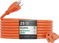 Outdoor Extension Cord 25 FT Waterproof, 16/3 Gauge Heavy Duty 3 Prong Extension Cord, 13A 1625W SJTW, ETL Listed, Great for Garden and Home, Orange