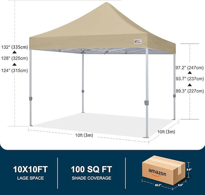 MASTERCANOPY Pop Up Canopy Tent Commercial Grade 10x10 Instant Shelter (Beige)
