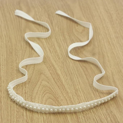 Handmade White Pearl Newborn Headband Baby Girl White Bow HairBand Baptism Headbands Set