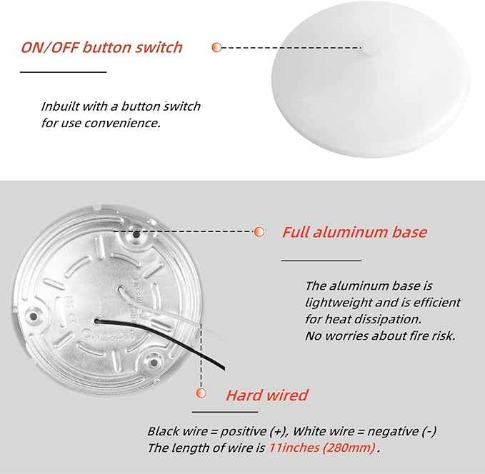 3.5inch 12 Volt RV LED Lights Interior Ceiling Light with Switch Under Cabinet Lights for RV Trailer Boat 3500K Soft White Lighting, 3.7watt 250lumens Set of 4