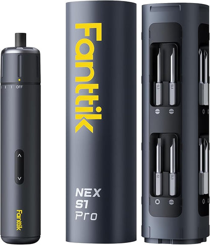 Fanttik S1 Pro Electric Screwdriver, Power Screwdriver with16 S2 Steel Bits, 3 Torque Settings, Max 6 N.m, 2000mAh Battery, LED Light & 1/4''Hex, Ideal Tool for Furniture & Gaming PC