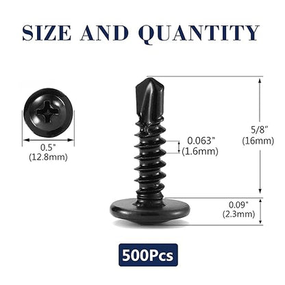 #10 x 5/8" Sheet Metal Screws 500PCS 410 Stainless Steel Truss Head Fast Self Tapping Screws Black Oxide by SG TZH