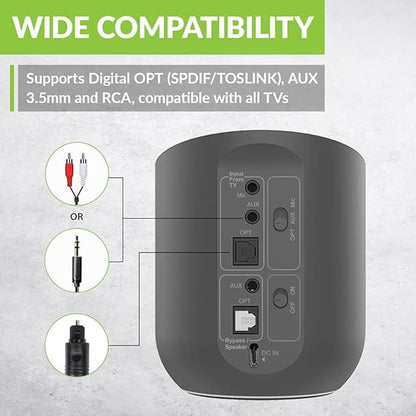 Avantree Orbit Bluetooth 5.0 Audio Transmitter for TV with 5.1 Surround Sound Passthrough Support, Class 1 Long Range, LED Display, Dual Link, 100% TV Compatibility Delivers No Lip sync Delay