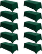VidaFete Tablecloth 10 Pack 90 * 132inch Rectangle Table Cloth Polyester, Stain Wrinkle Resistant Polyester Dining Table Cover for Kitchen Dinning Party Wedding Rectangular Buffet Decoration(Green)