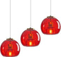 Red Glass Pendant Lights Kitchen Island Gold Hanging Light Fixture Glass Globe Pendant Light Modern Pendant Lighting for Kitchen Island Bedroom Dining Room (7.87", 3 Pack)