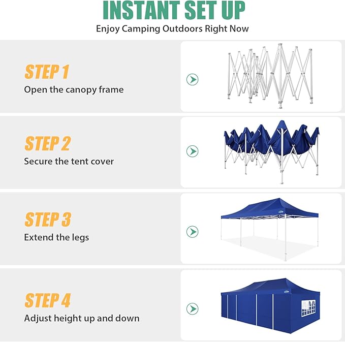COBIZI 13x26 Heavy Duty Pop Up Canopy Tent with Sidewalls Large Event Tent Wedding Party Tent Ez Up Canopy Windproof UPF 50+ in Garden Backyard Lawn for All Seasons (More Space, More Uses)