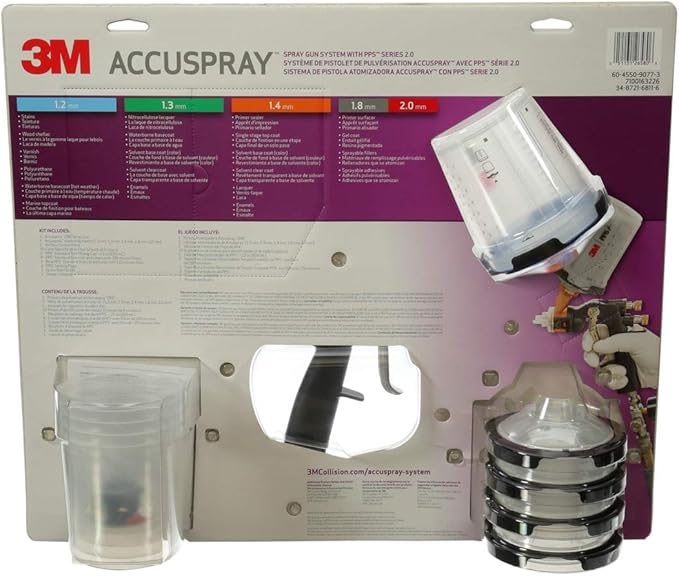 3M Accuspray Paint Spray Gun System with PPS 2.0, 26580, Standard, 22 Ounces, , 1 Paint Gun,1 Paint Cup,5 Disposable Lids and Liners,5 Nozzles,3 Sealing Plugs- Pack of 2