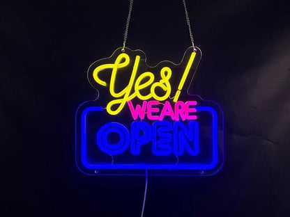 Yes We Are Open Neon Sign Wall Decorations Dimmable LED Light for Business Store USB Adjustable Brightness for Aesthetic Decoration for Coffee Shop Dessert Store Bar Pub Party Opening Gift