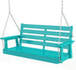 GREENVINES Porch Swing | 51’’ | HDPE Plastic | for Outdoor Patio | All Weather | Waterproof Bench Swings | w/ 4 Stainless Steel Chains | Aqua